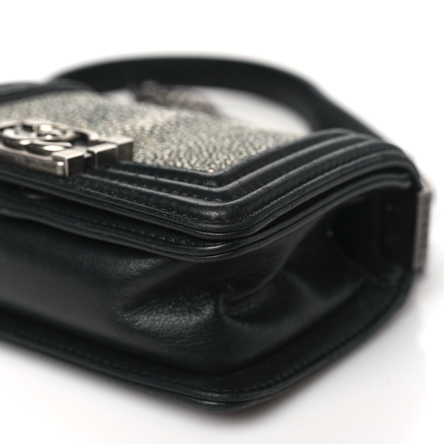 Chanel Galuchat Stingray Mini Boy Flap Black Silver 10 of 11