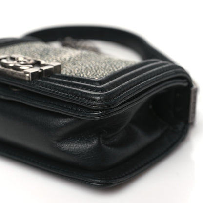 Chanel Galuchat Stingray Mini Boy Flap Black Silver 10 of 11