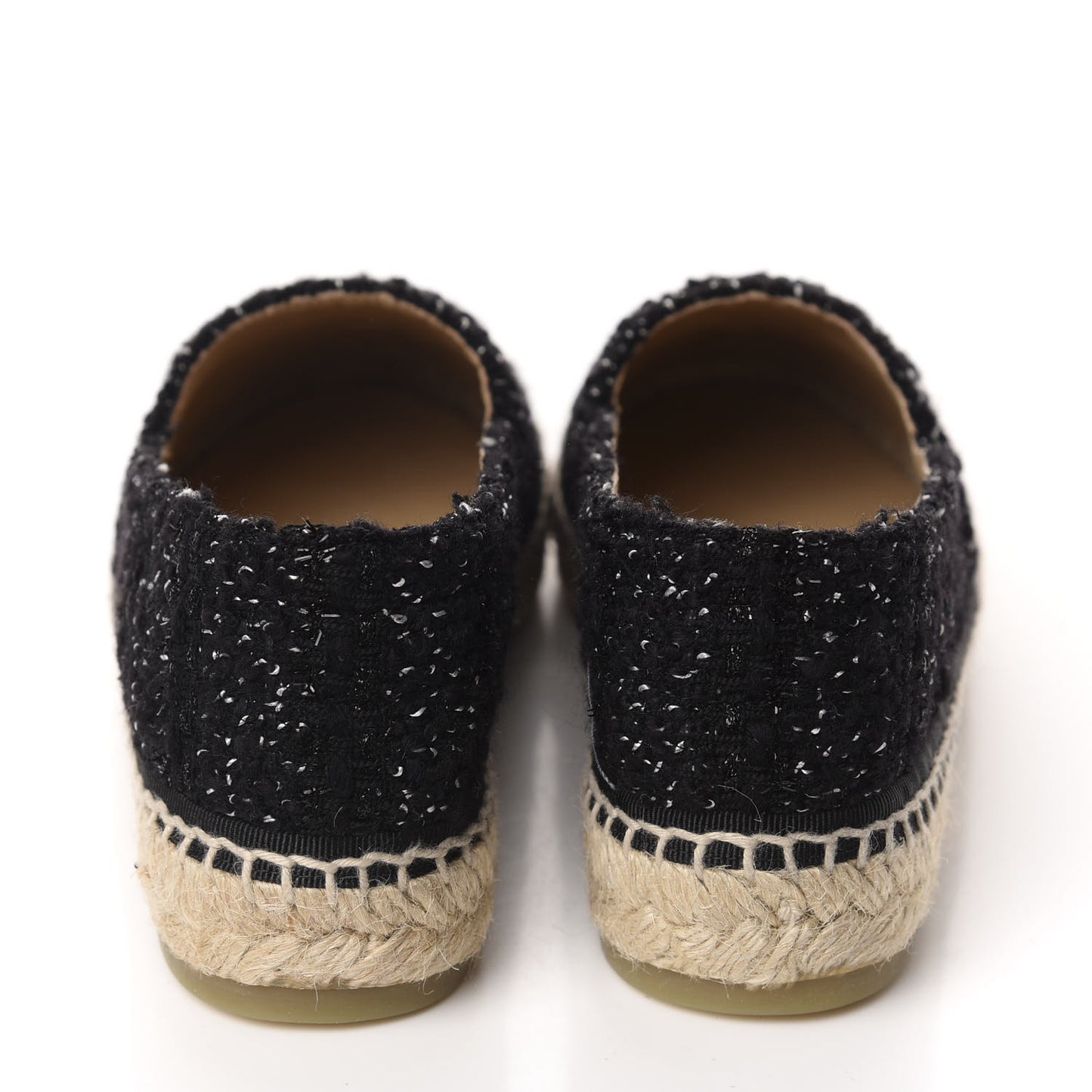 Metallic Lambskin Tweed CC Espadrilles 36 Black Silver