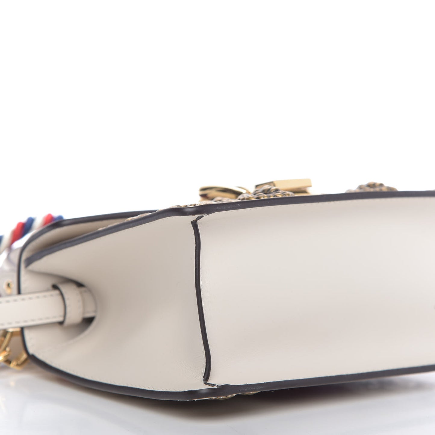 Calfskin Animal Studs Mini Sylvie Top Handle Bag White
