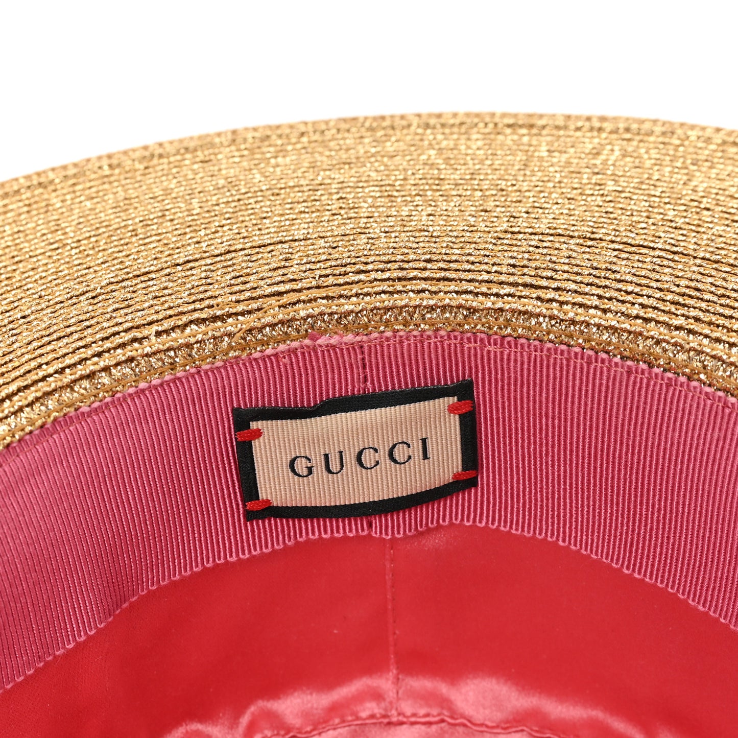 Glittered Straw Grosgrain Wide Brim Hat XL Gold Black