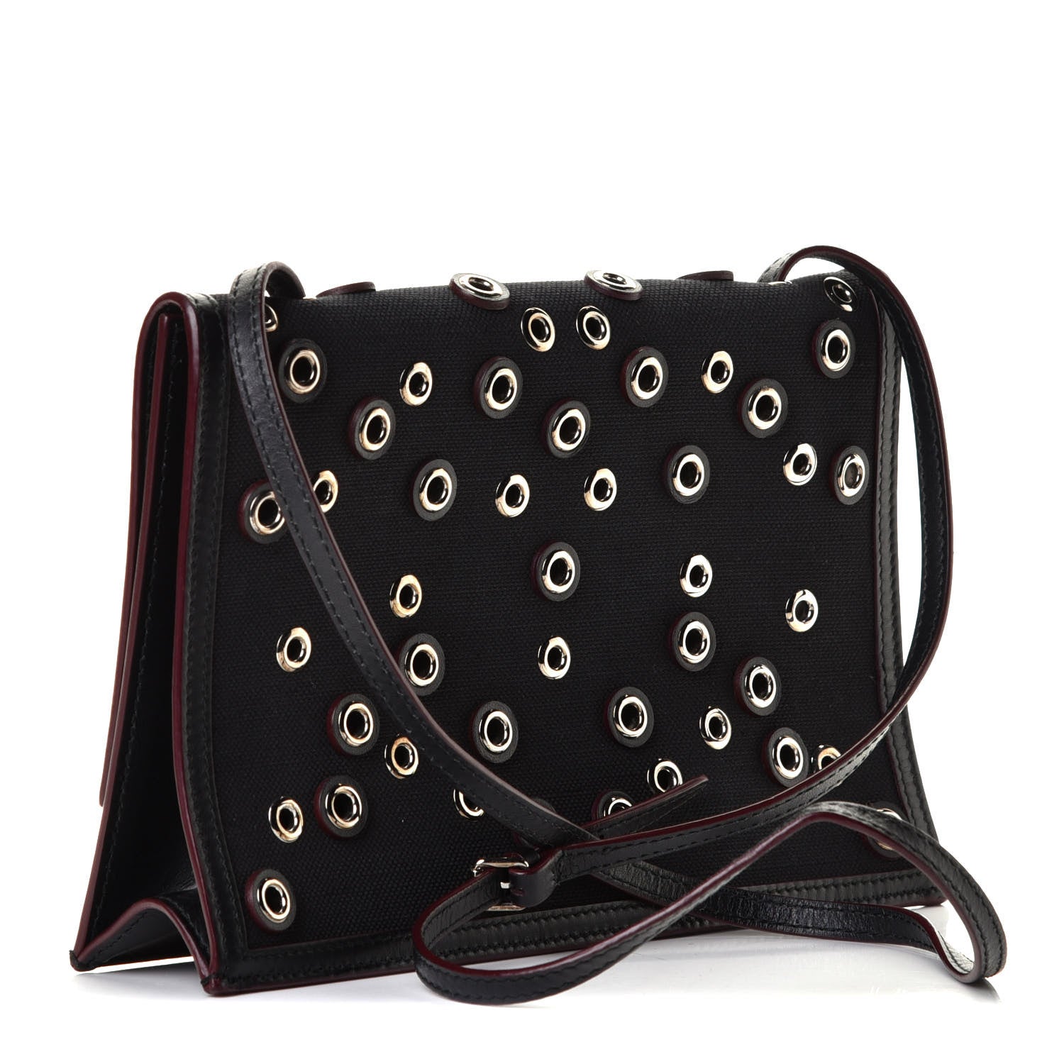 Proenza Schouler Canvas Calfskin Grommet Small Lunch Bag Clutch Black 2 of 5