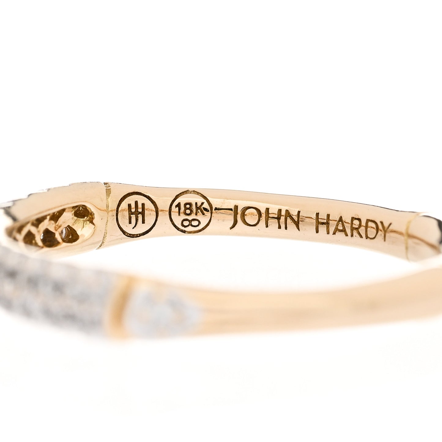 18K Yellow Gold Diamond Bamboo Slim Band Ring 50 5.25