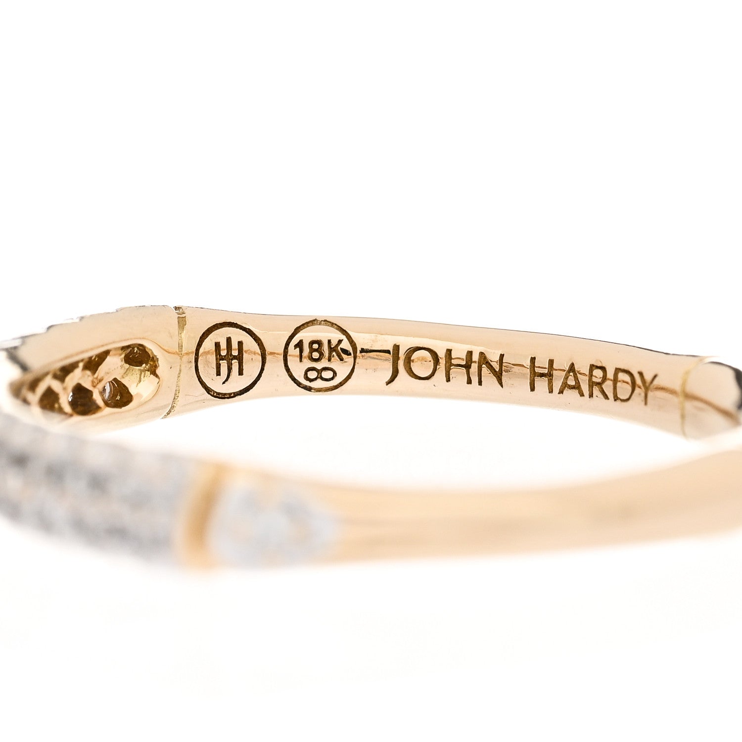 John Hardy 18K Yellow Gold Diamond Bamboo Slim Band Ring 50 5.25 4 of 5