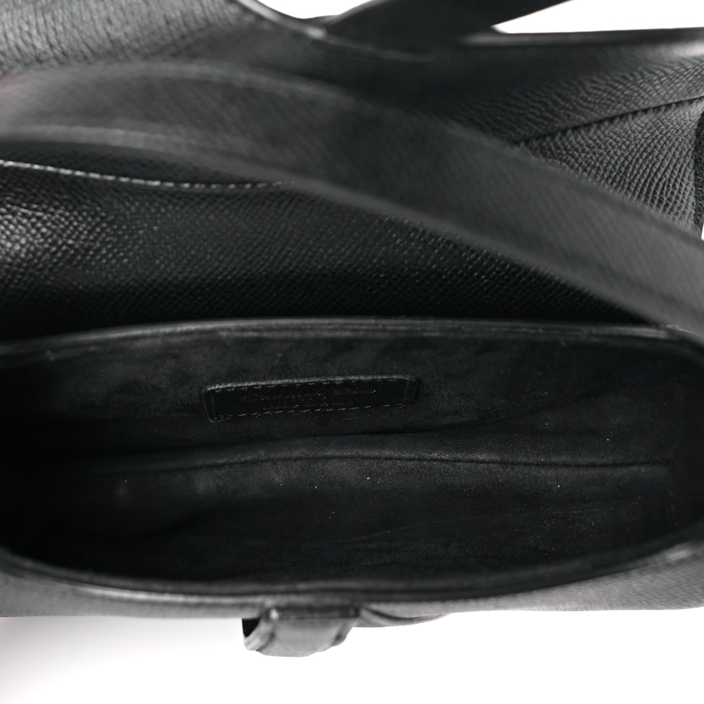 Grained Calfskin Mini Saddle Bag With Strap Black