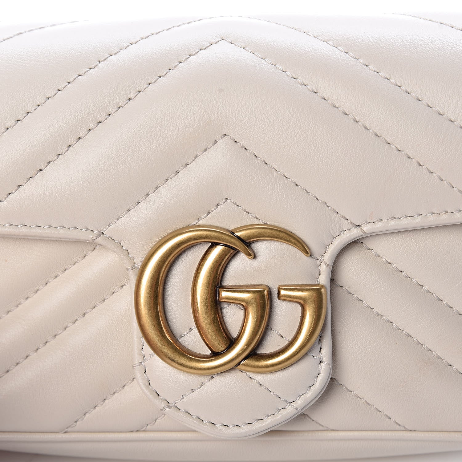 Gucci Calfskin Matelasse Super Mini GG Marmont Shoulder Bag White 10 of 11