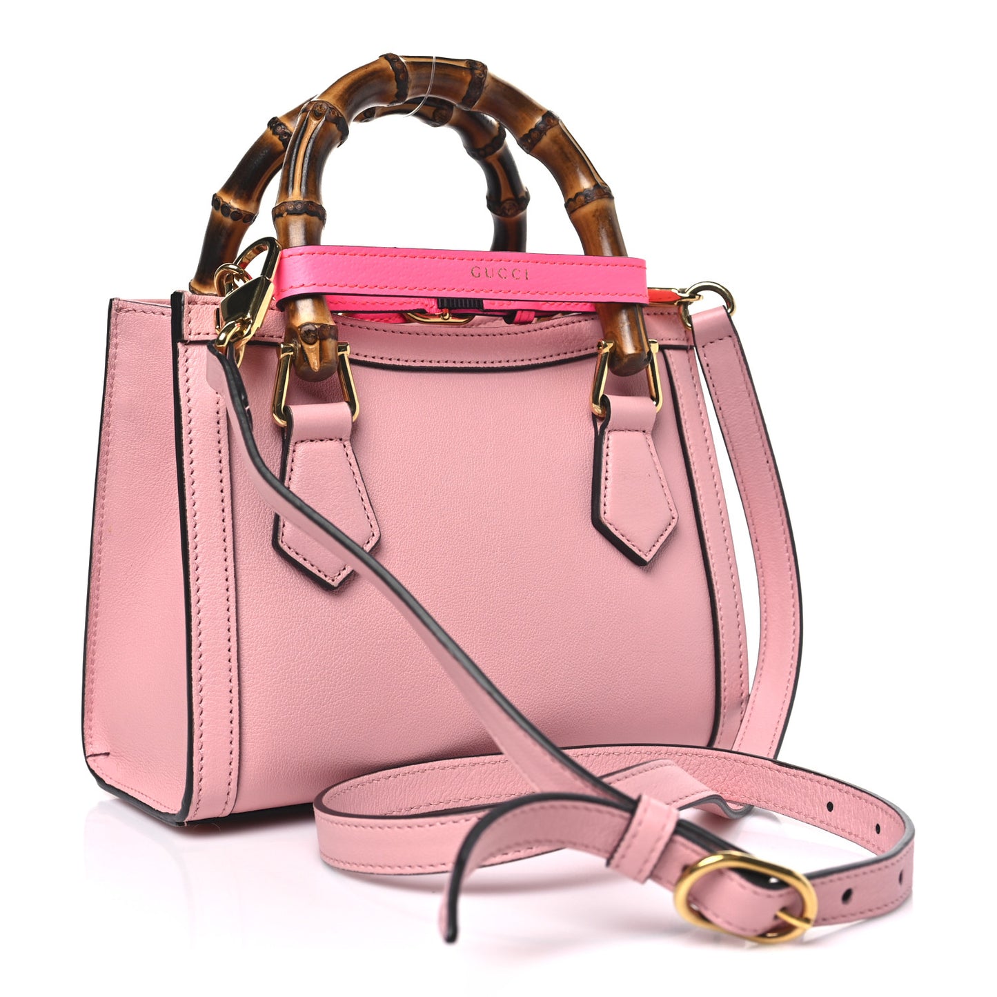 Wonka Grain Calfskin Mini Diana Tote Bag Wild Rose Fuxia Fluo