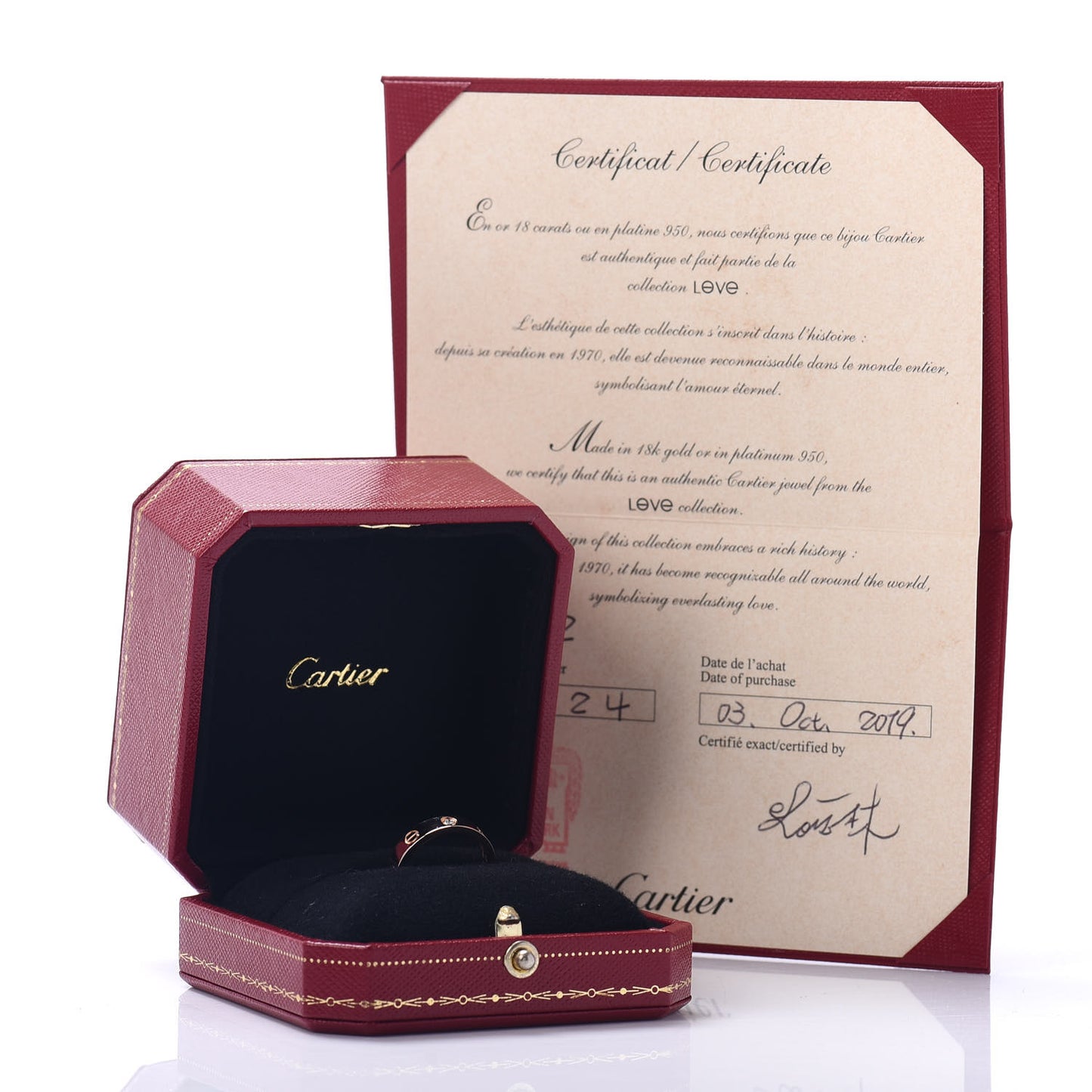 18K Pink Gold Diamond 4mm LOVE Wedding Band Ring 52 6