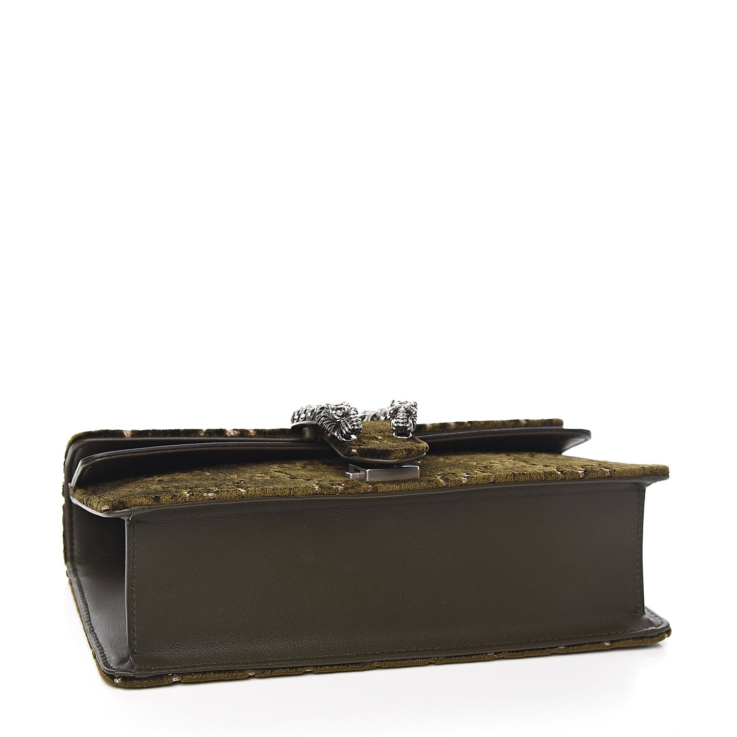 Velvet Moon Calfskin Crystal GG Monogram Small Dionysus Shoulder Bag Dark Olive Rose Gold