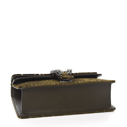 Gucci Velvet Moon Calfskin Crystal GG Monogram Small Dionysus Shoulder Bag Dark Olive Rose Gold 3 of 9