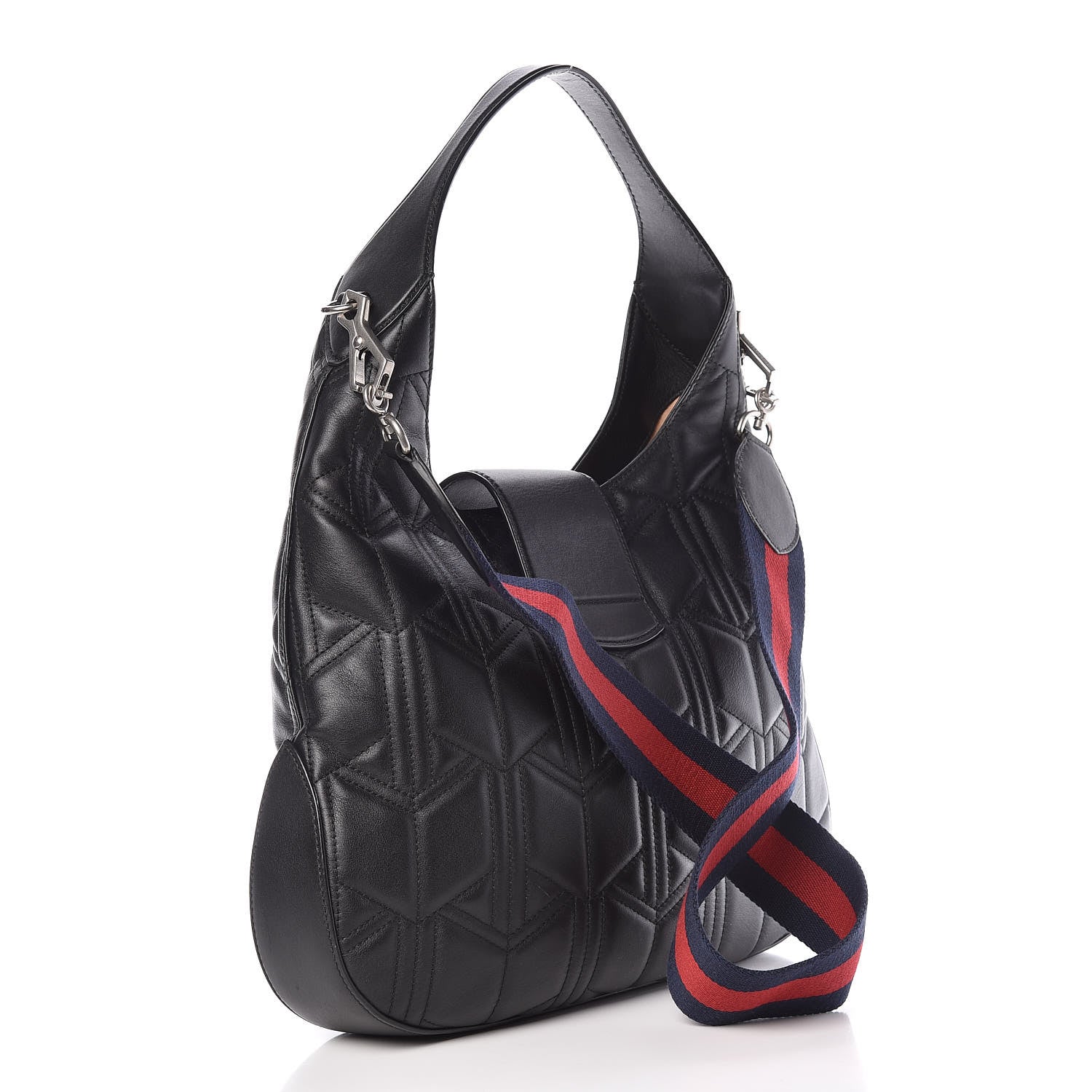 Gucci Calfskin Web Quilted Medium Dionysus Hobo Black 3 of 11