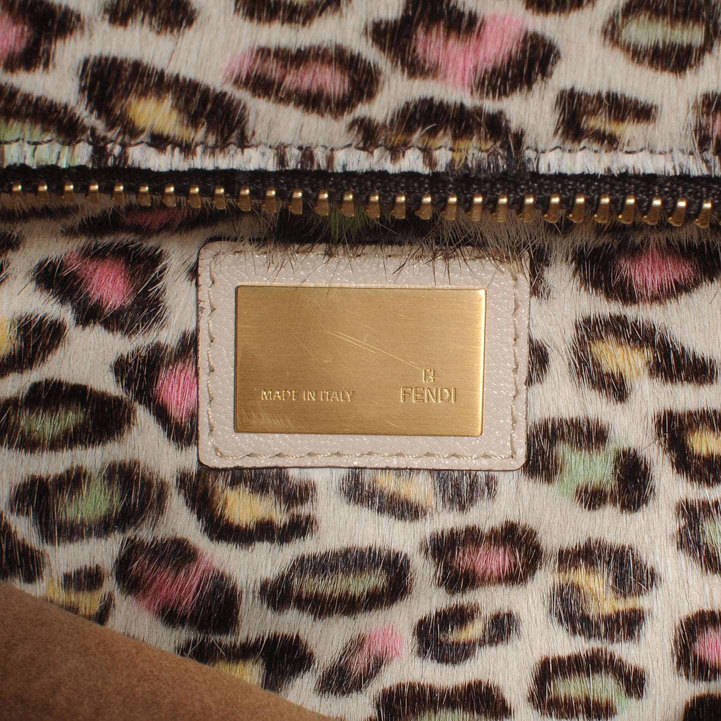 Goatskin Calf Hair Leopard Print Large Peekaboo Iconic Satchel Beige