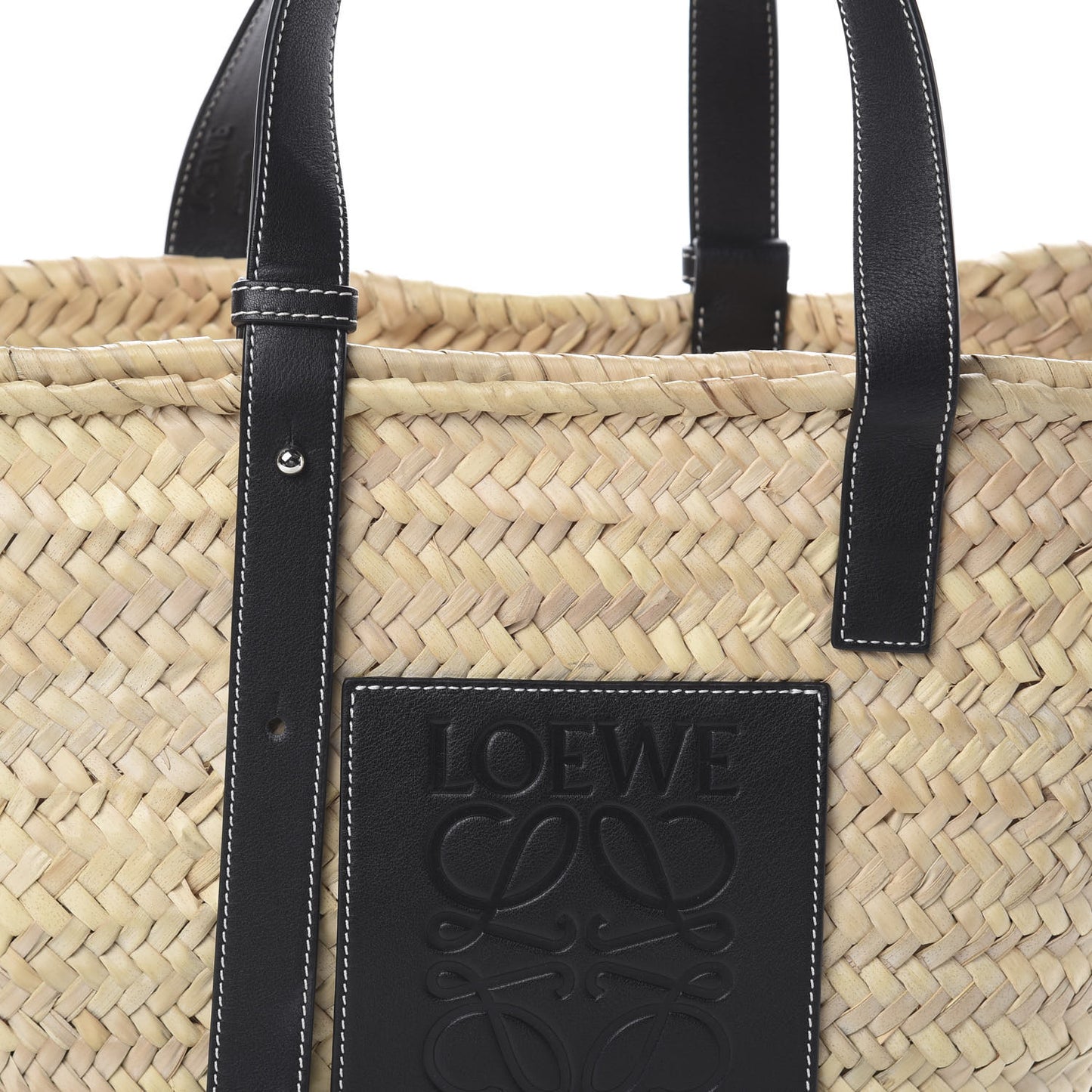 Raffia Basket Tote Bag Natural Black