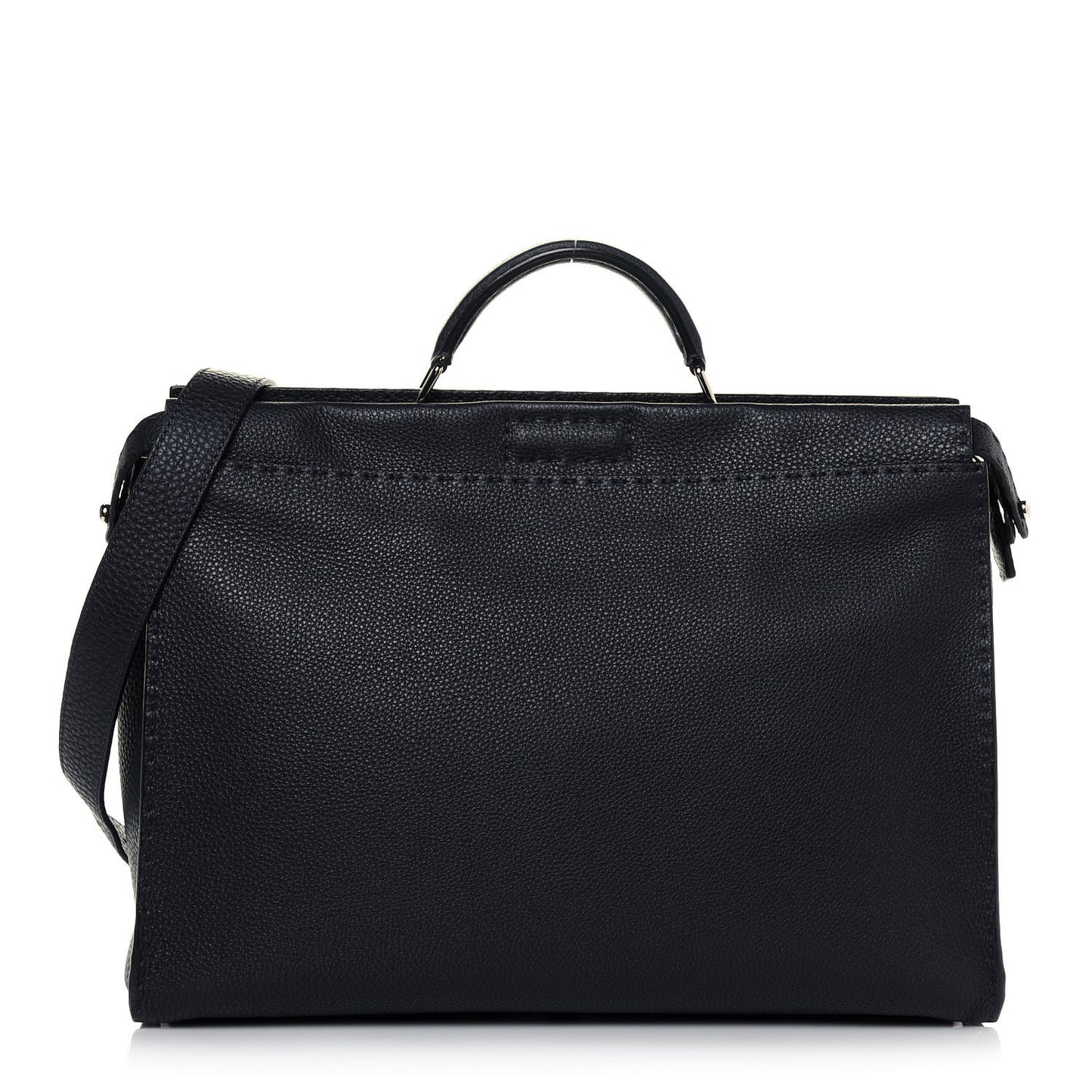 Cuoio Romano Selleria Bi-Color Large Mens Peekaboo Iconic Essential Satchel Lavagna Black