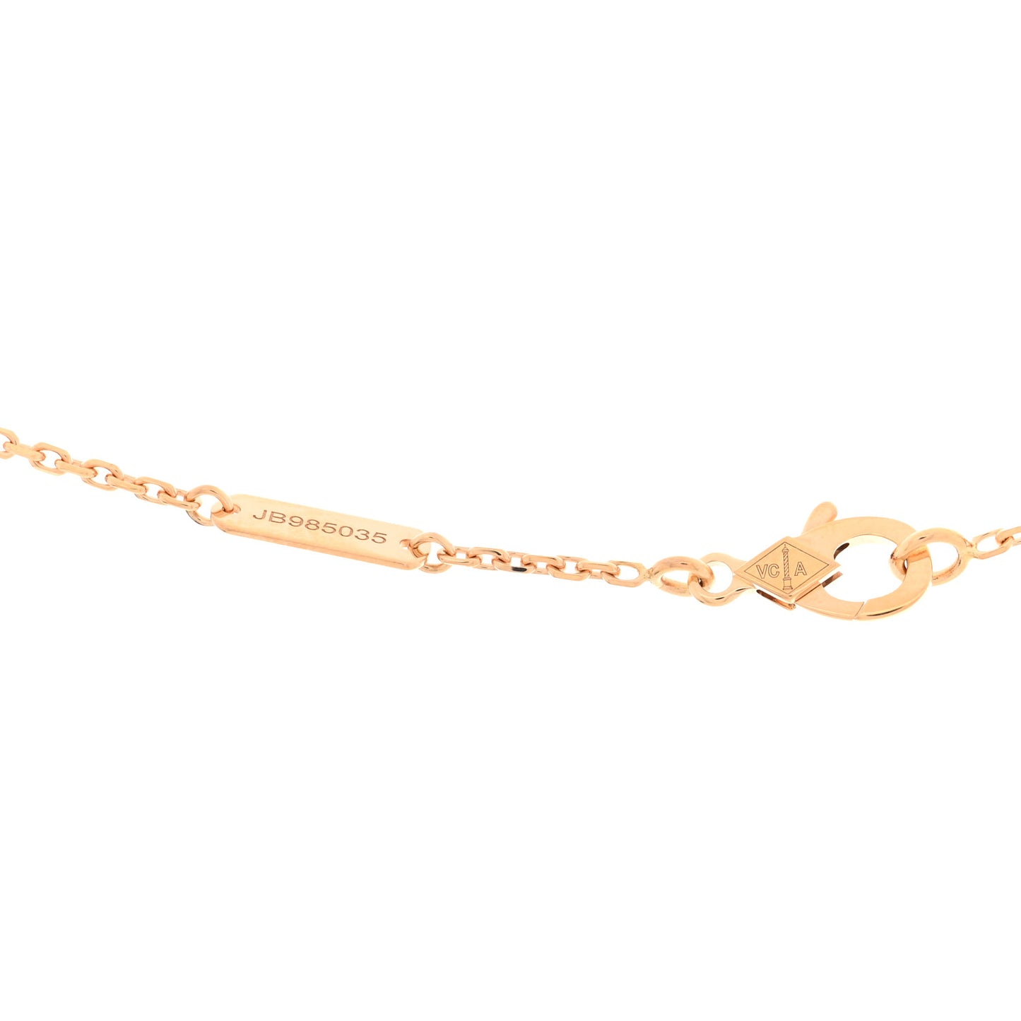 18K Rose Gold Gray Mother of Pearl Vintage Alhambra Pendant Necklace