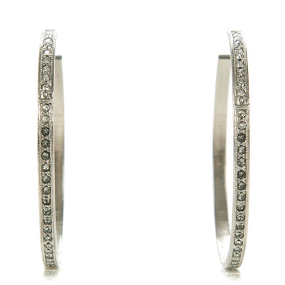 Chanel Crystal CC Large Hoop Earrings Grey Silver 1 of 8