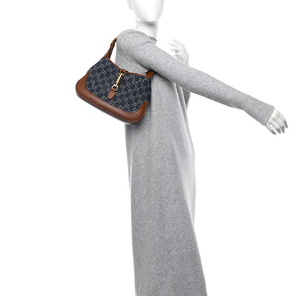 Gucci New Denim GG Monogram Calfskin Small Jackie 1961 Hobo Blue Tea Cuir 2 of 10
