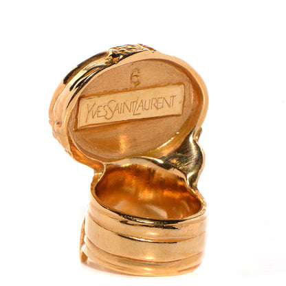 Saint Laurent Glass Cabochon Arty Ovale Ring 6 Gold Pink 3 of 5