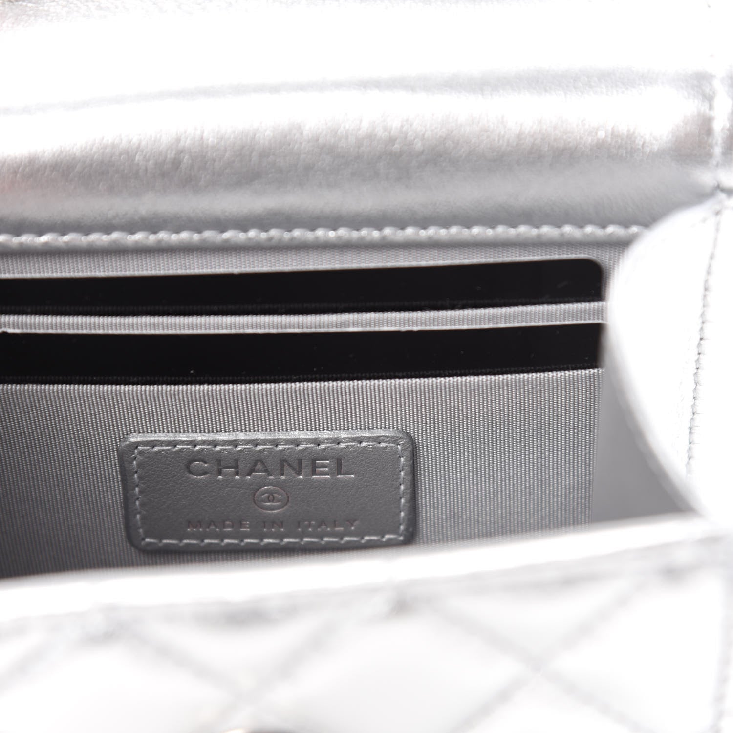 Chanel Metallic Lambskin Quilted Mini Trendy CC Clutch With Chain Silver 9 of 12