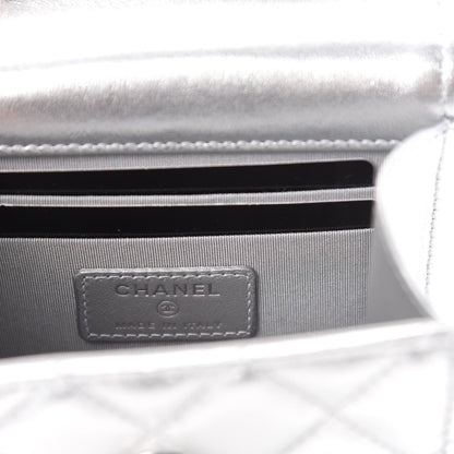 Chanel Metallic Lambskin Quilted Mini Trendy CC Clutch With Chain Silver 9 of 12