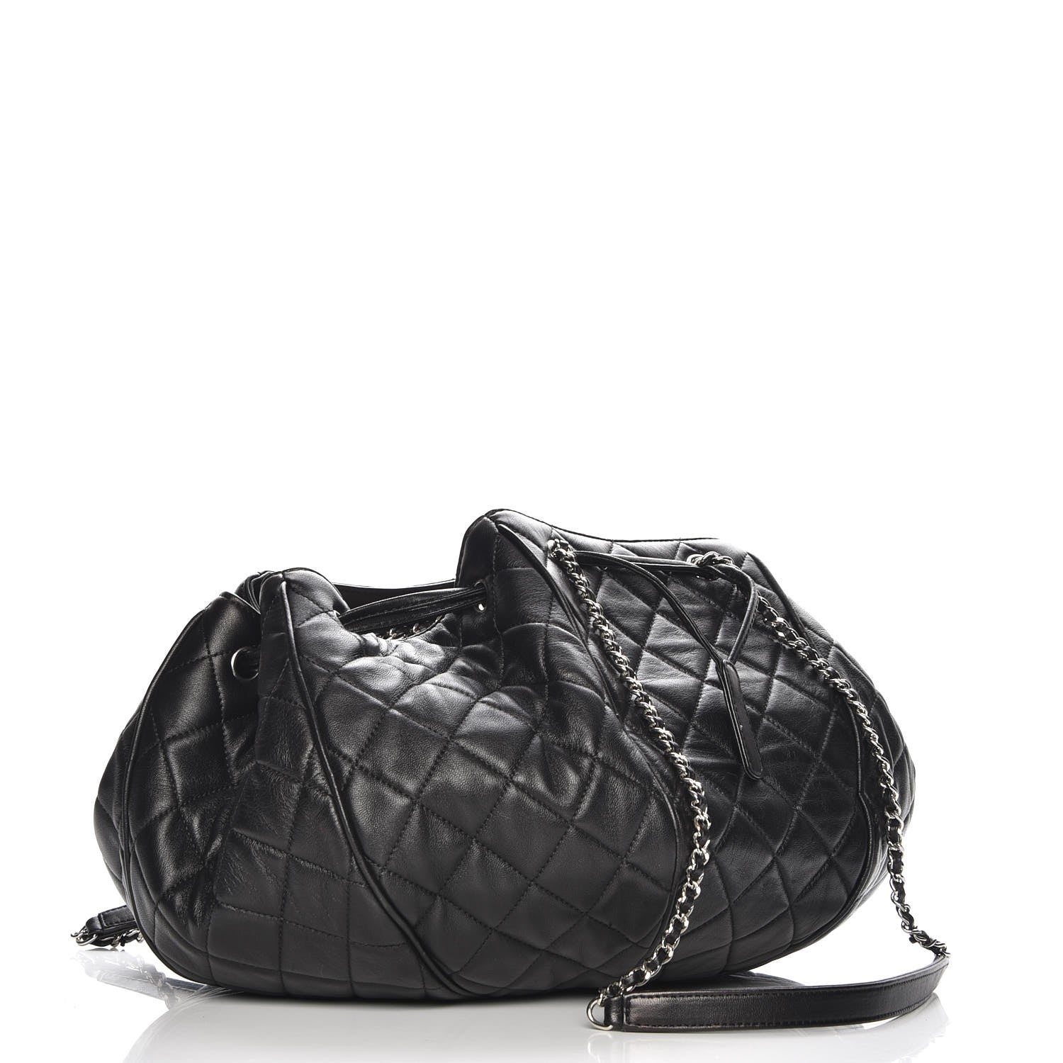 Chanel Calfskin Quilted Drawstring Sac Cordon Bag Black 3 of 8
