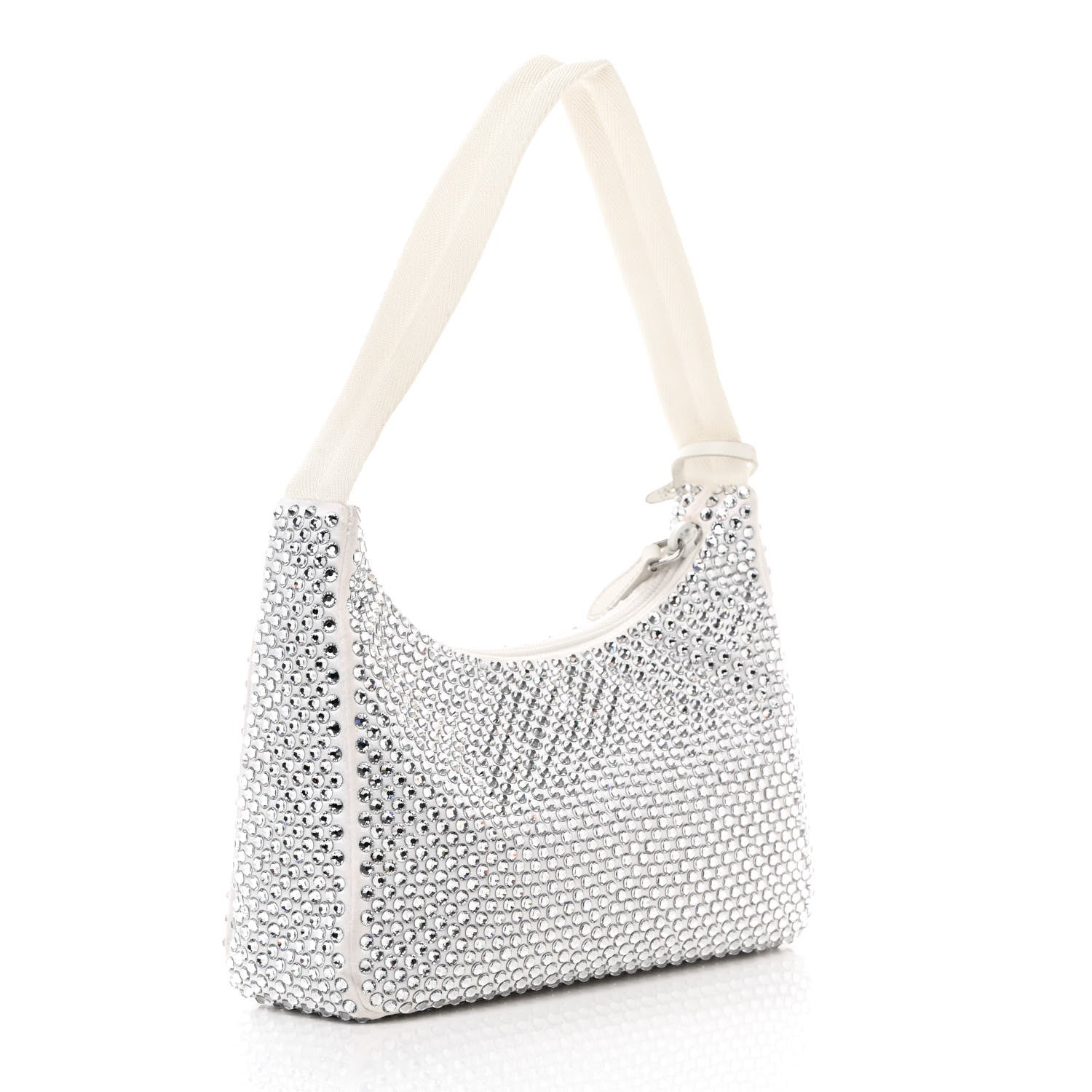 Prada Satin Crystal Mini Re-Edition 2000 Bag White 3 of 11