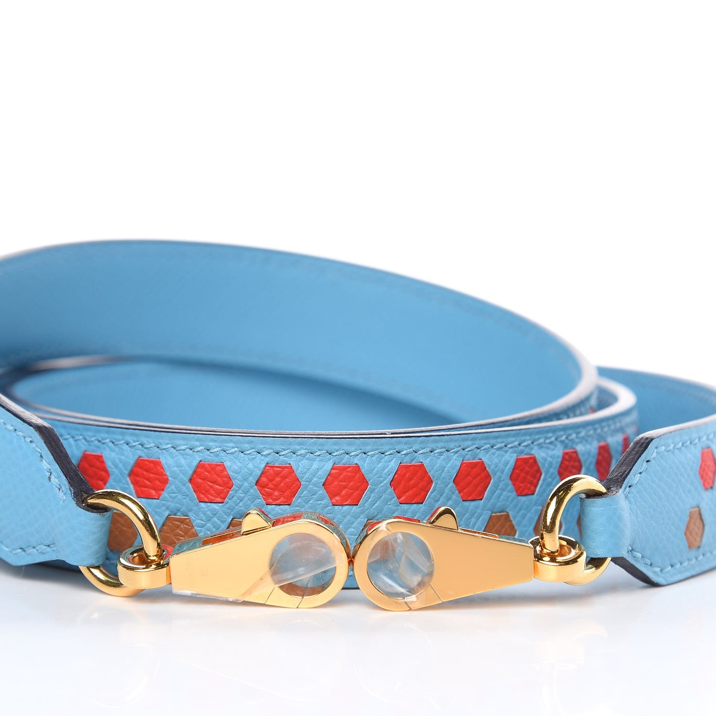 Epsom 25mm Tressage Shoulder Strap Bleu De Nord Rouge De Coeur Gold
