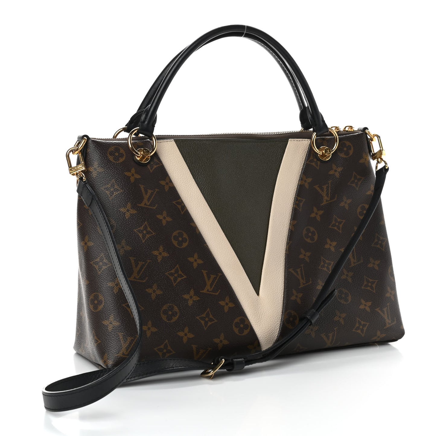 Monogram V Tote MM Khaki Cream