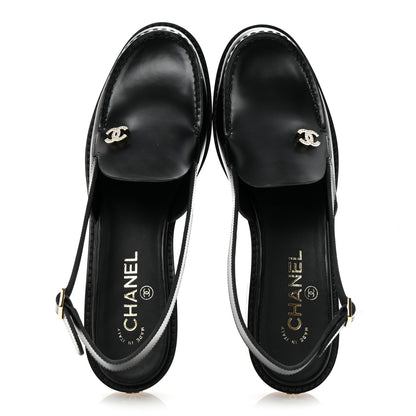 Chanel Calfskin Crystal CC Slingback Flats 39 Black 2 of 10