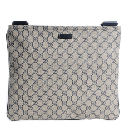 Gucci GG Plus Monogram Large Flat Messenger Bag Beige Blue 1 of 7