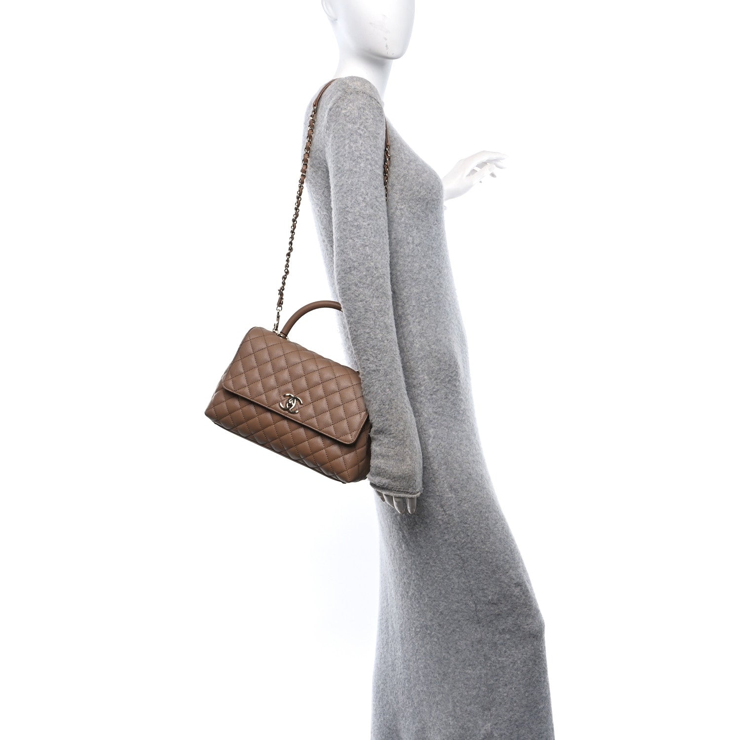 Chanel Caviar Quilted Small Coco Handle Flap Beige 2 of 10
