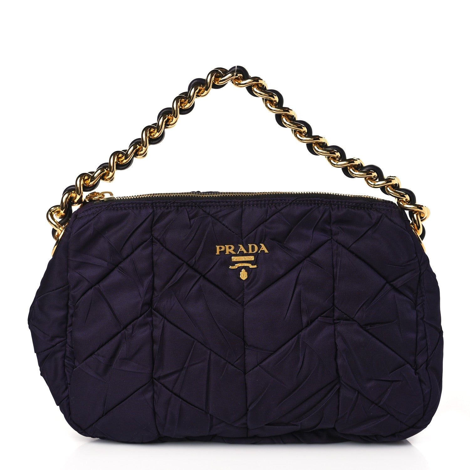 Prada Tessuto Nylon Chevron Quilted Shoulder Bag Plum 1 of 7