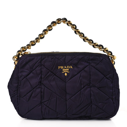 Prada Tessuto Nylon Chevron Quilted Shoulder Bag Plum 1 of 7