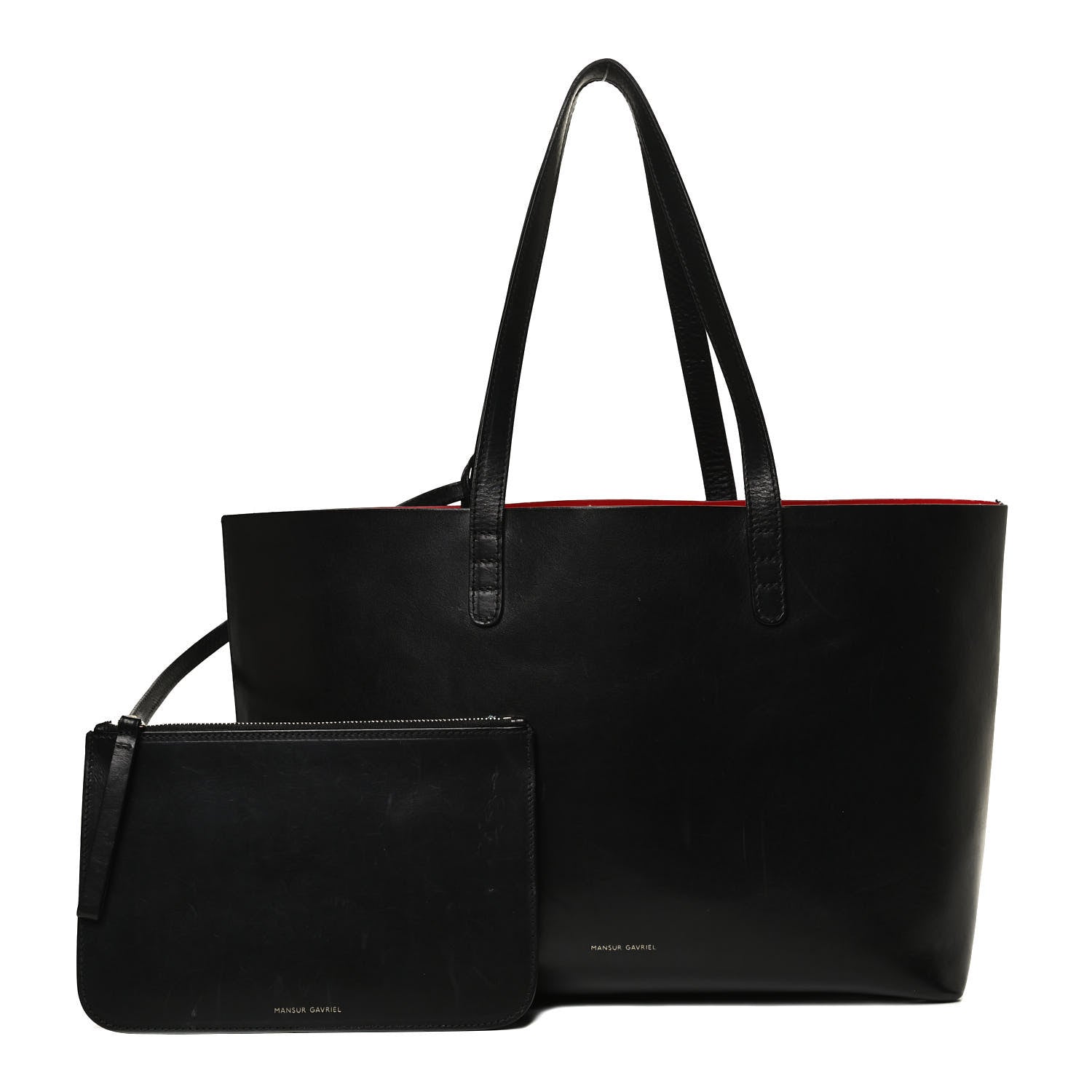 Mansur Gavriel Calfskin Small Shopping Tote Black Flamma 1 of 11