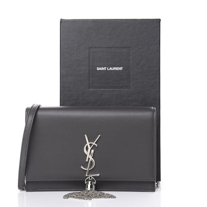 Saint Laurent Smooth Calfskin Classic Monogram Kate Tassel Chain Wallet Asphalt 13 of 13