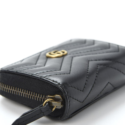 Gucci Calfskin Matelasse GG Marmont Zip Around Card Case Black 5 of 8