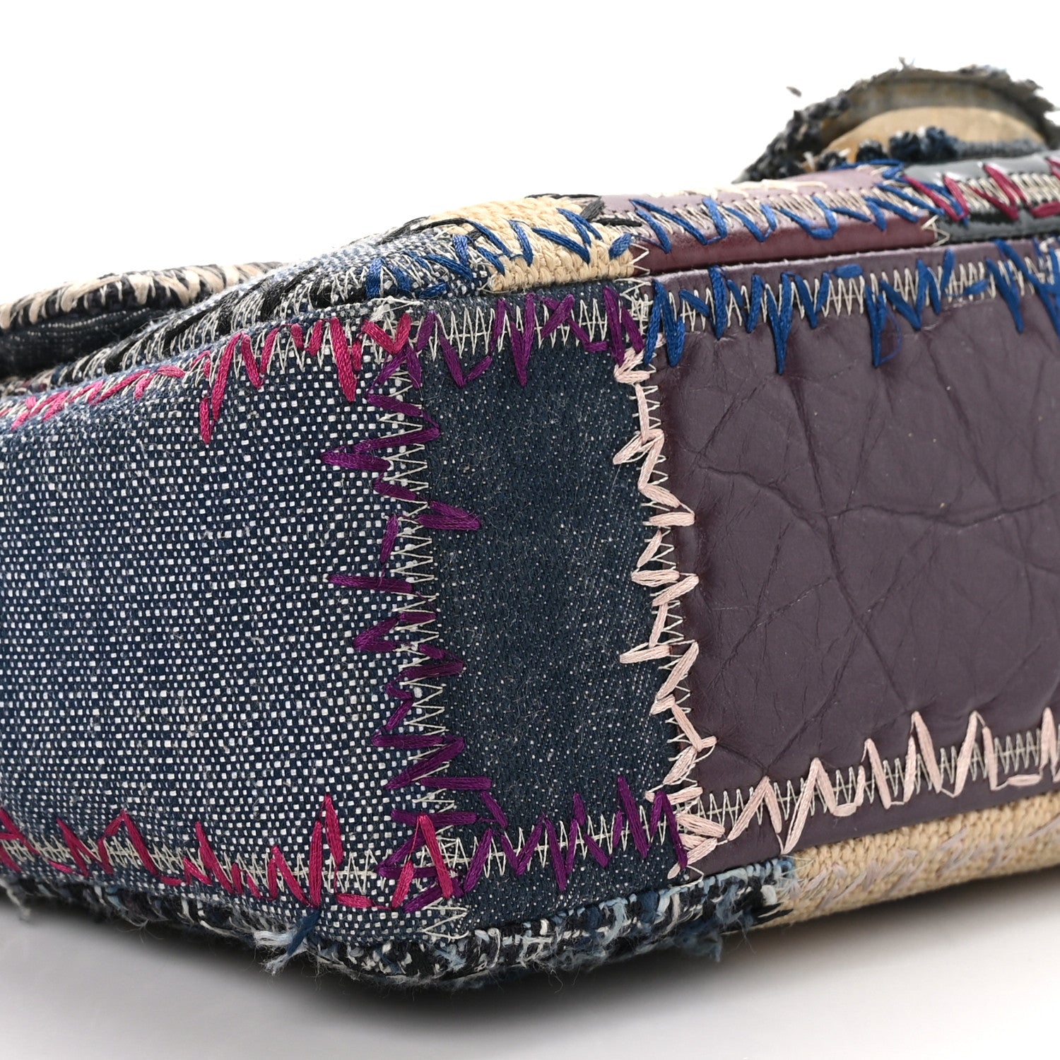 Chanel Denim Tweed Patchwork Jumbo Single Flap Multicolor 10 of 13