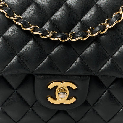 Chanel Lambskin Quilted Medium Double Flap Black 9 of 14