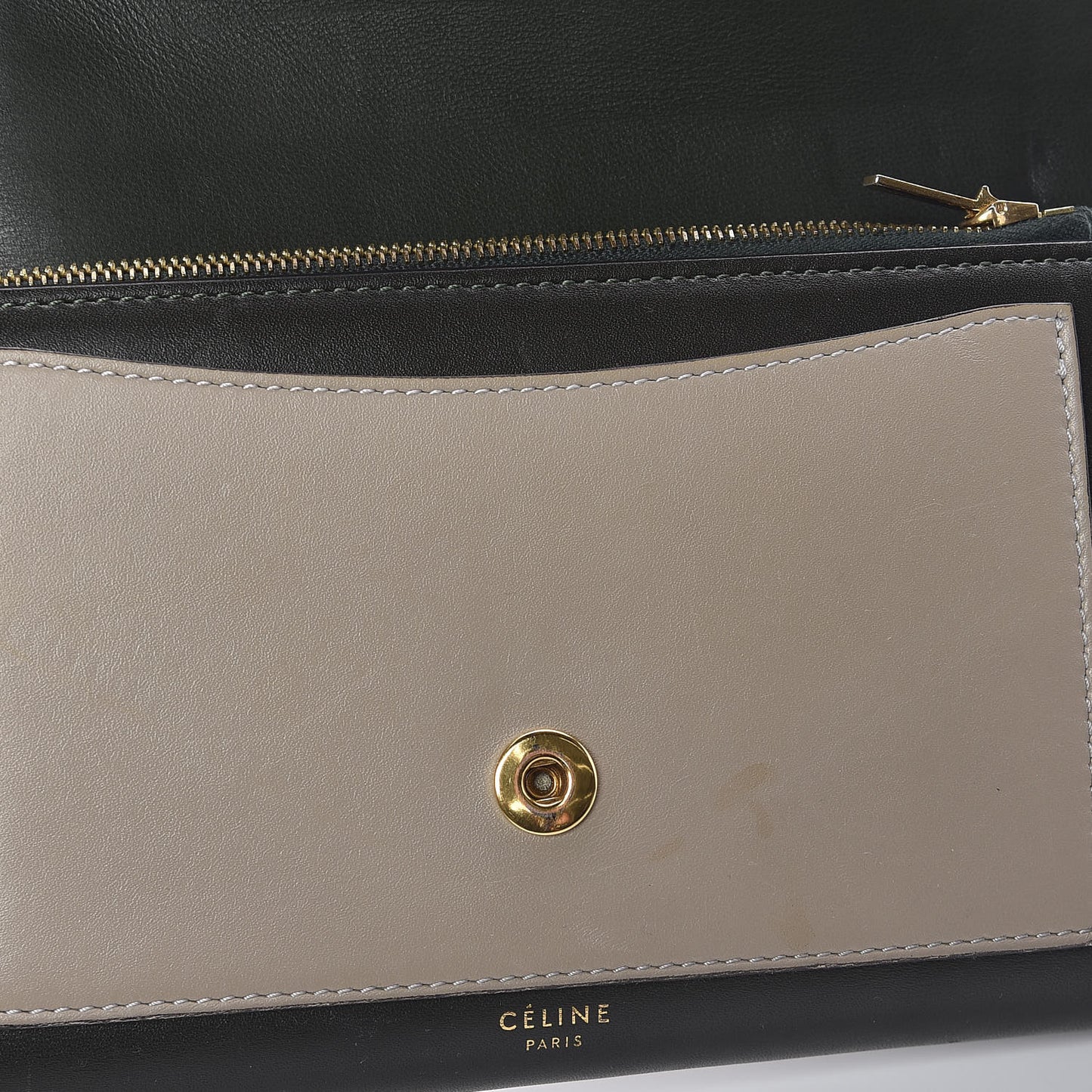 Smooth Calfskin Pocket Tri-Fold Multifunction Envelope Flap Wallet Jade