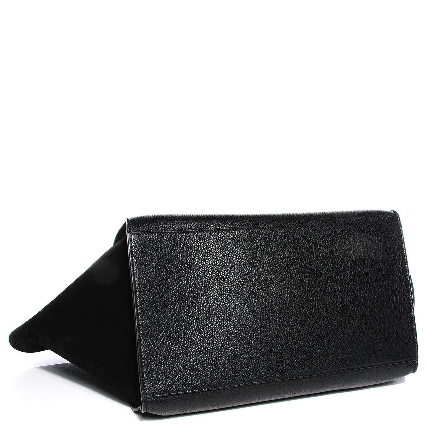 Drummed Calfskin Suede Large Trapeze Black