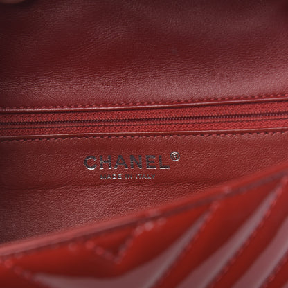 Chanel Patent Chevron Quilted Medium Single Flap Red 6 of 11