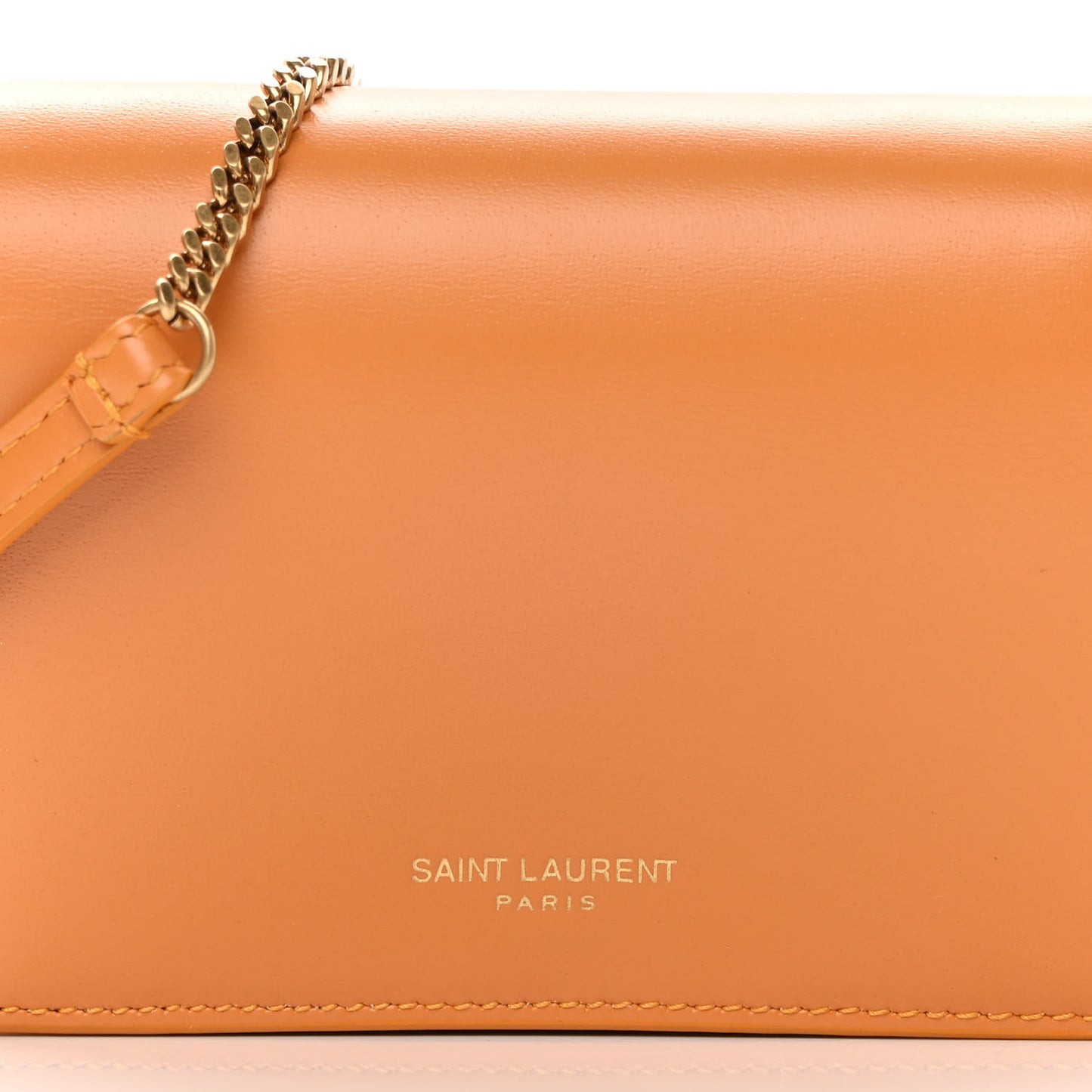 Calfskin Monogram Chain Card Case Orange