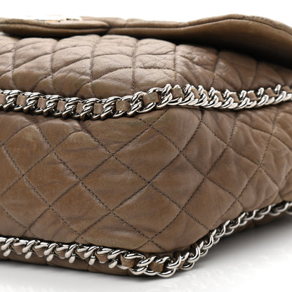 Chanel Washed Lambskin Quilted Maxi Chain Around Flap Taupe 9 of 11