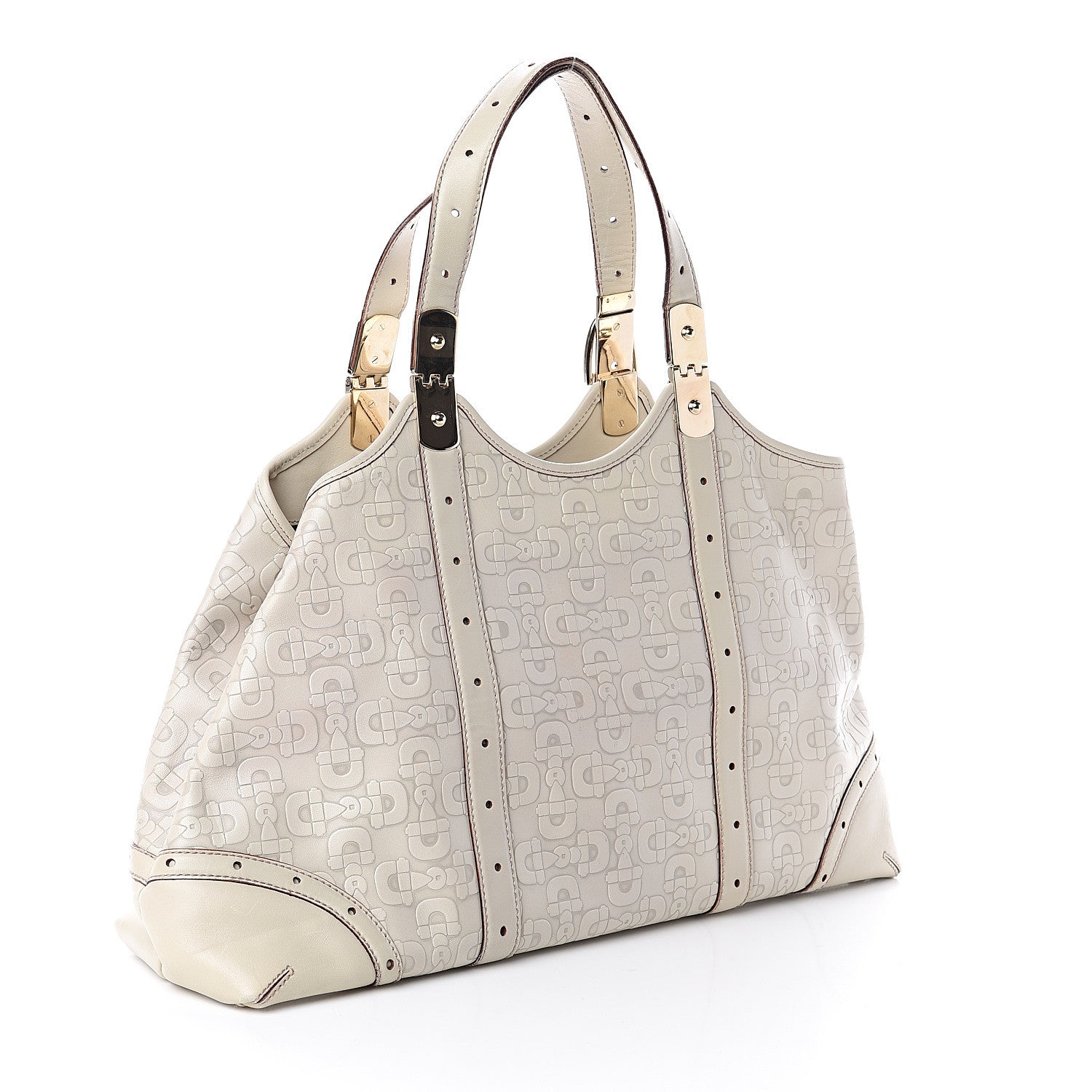 Gucci Calfskin Horsebit Embossed Large Glam Shoulder Bag White 2 of 8