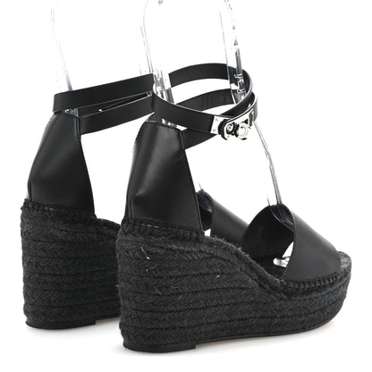 Hermes Calfskin Tipoli Espadrille Wedges 38 Black 5 of 14
