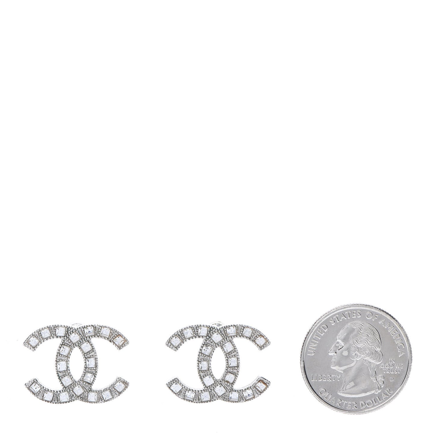Baguette Crystal CC Earrings Silver