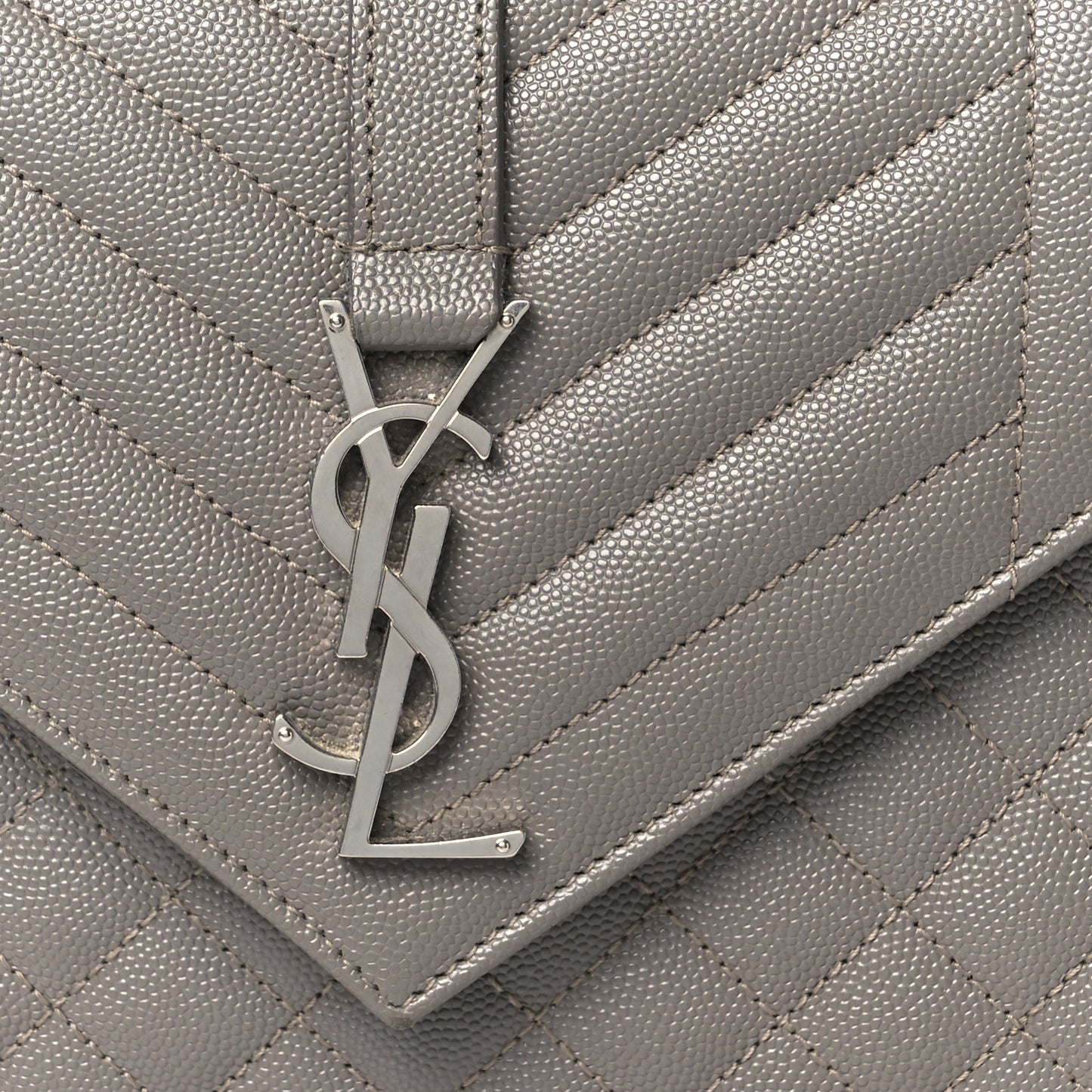 Grain De Poudre Textured Mixed Matelasse Medium Triquilt Monogram Satchel Fog