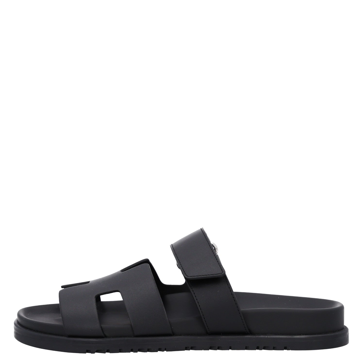 Hermes Calfskin Womens Chypre Sandals 38 Black 1 of 8