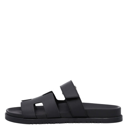 Hermes Calfskin Womens Chypre Sandals 38 Black 1 of 8
