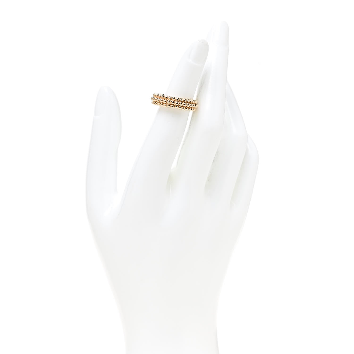 Van Cleef & Arpels 18K Yellow Gold Perlee Pearls of Gold 3 Row Ring 52 6 2 of 5